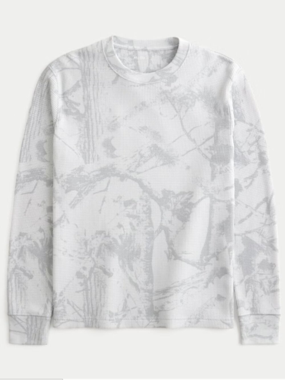 Hollister Mens Gray Camo Waffle Knit Thermal Long Sleeve Shirt XL NEW 324-609